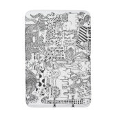 白黒の描かれた野生動物の手描き バスマット (正面縦)