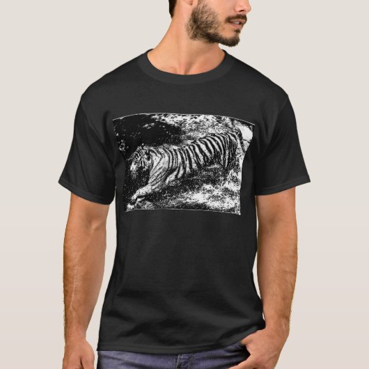 白黒の攻撃タイガー Tシャツ (正面)