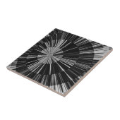 白黒の放射状日が差すことパターン タイル (側面)