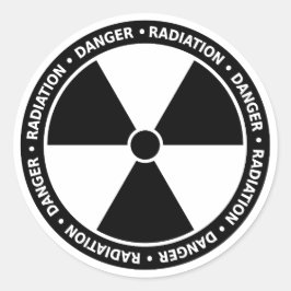 白黒の放射線シンボルのシール ラウンドシール