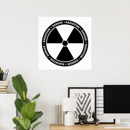 白黒の放射線シンボルポスター ポスター (ホームオフィス)