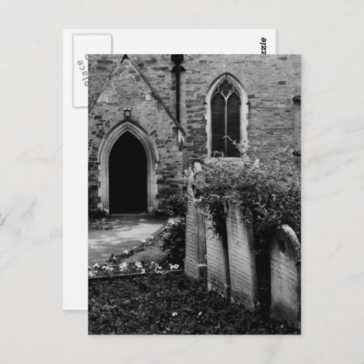 白黒の教会はがき ポストカード (正面/裏面)