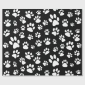 白黒の散在した犬の手のプリント ラッピングペーパー (フラット)