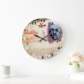 白黒の数字を使ったリスボングラフティアート ラージ壁時計 (ホーム)