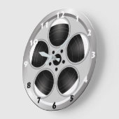 白黒の数字を有するフィルムリール ラージ壁時計 (傾斜)