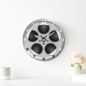 白黒の数字を有するフィルムリール ラージ壁時計 (ホーム)