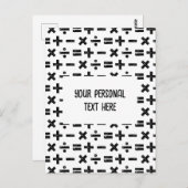 白黒の数学記号Lino Cut & Math カスタム文字 ポストカード (正面/裏面)