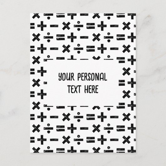 白黒の数学記号Lino Cut & Math カスタム文字 ポストカード (正面)
