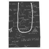 白黒の数式と数式 ミディアムペーパーバッグ (裏面)