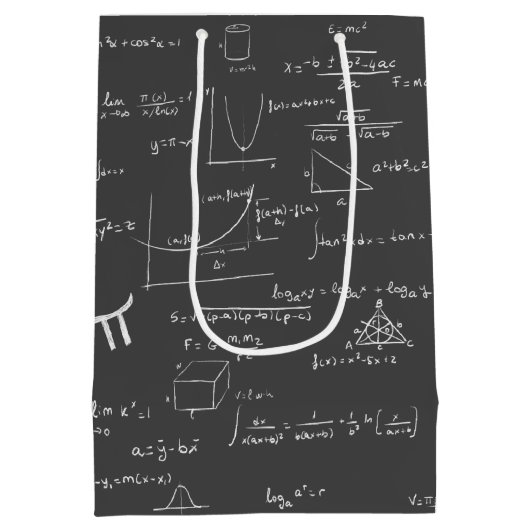 白黒の数式と数式 ミディアムペーパーバッグ (裏面)
