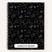 白黒の数式と記号モノグラム ノートブック (正面)