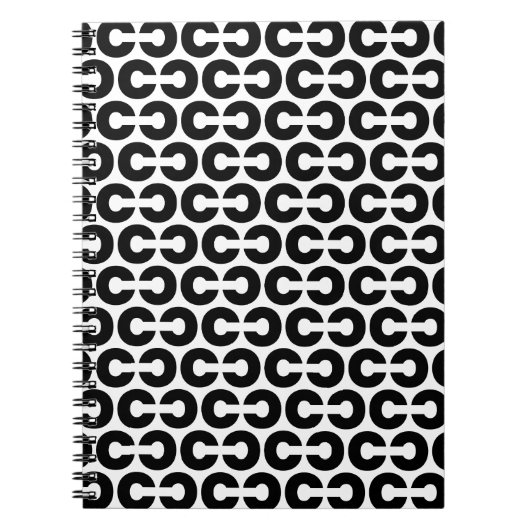 白黒の文字はっきりしたCのパターンアルファベット ノートブック (正面)