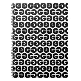白黒の文字はっきりしたGパターンアルファベット ノートブック