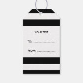 白黒の文字パタストライプーン、黒モノグラム ギフトタグ (正面)
