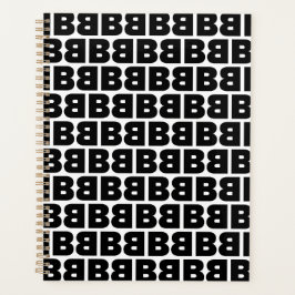 白黒の文字Bパタはっきりしたーンアルファベット プランナー手帳