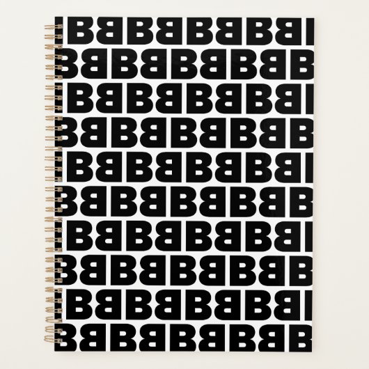 白黒の文字Bパタはっきりしたーンアルファベット プランナー手帳 (正面)