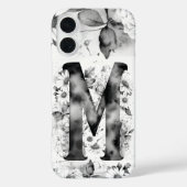 白黒の文字Mエレガントフローラ水色 Case-Mate iPhoneケース (裏面)