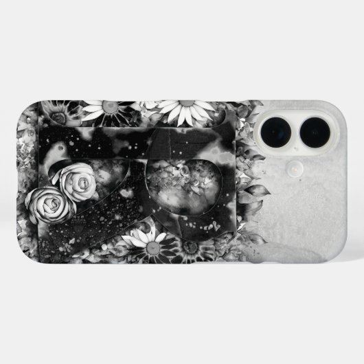 白黒の文字Rトリップ（幻覚体験）のようなフローラ水色 Case-Mate iPhoneケース (裏面 (横))