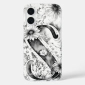 白黒の文字Sエレガントフローラ水色 Case-Mate iPhoneケース (裏面)