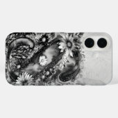 白黒の文字Sトリップ（幻覚体験）のようなフローラ水色 Case-Mate iPhoneケース (裏面 (横))