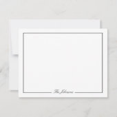 白黒の文房具ストライプのパーソナライズされた ノートカード (正面)