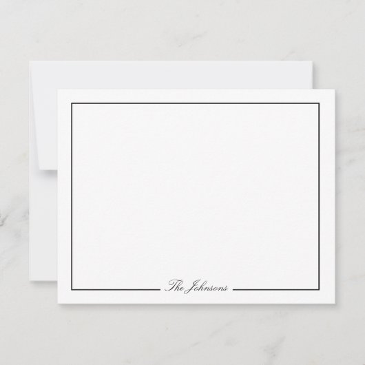 白黒の文房具ストライプのパーソナライズされた ノートカード (正面)