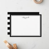 白黒の文房具フラットカパーソナライズされたード ノートカード (正面/裏面インサイチュ)