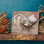 白黒の斑点のあるオンドリ フォトプラーク (側面)