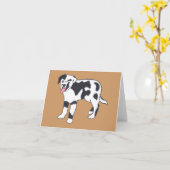 白黒の斑点のある犬のノートカード カード (黄色い花)
