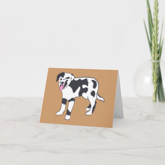 白黒の斑点のある犬のノートカード カード (正面)