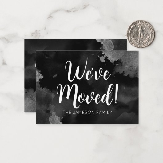 白黒の新しいアドレスの移動告知カード ノートカード (正面/裏面インサイチュ)