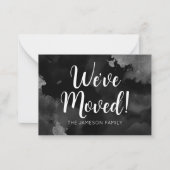 白黒の新しいアドレスの移動告知カード ノートカード (正面)