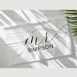 白黒の新婚の花嫁さんパーソナライズされた ビーチタオル