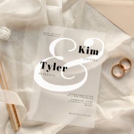 白黒の新婦はっきりしたと新郎の名結婚前 アクリル招待状