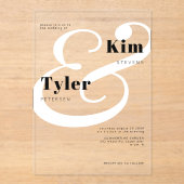 白黒の新婦はっきりしたと新郎の名結婚前 アクリル招待状 (正面)