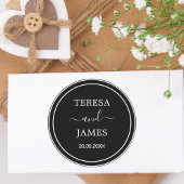 白黒の新郎新婦の名前の日付結婚式の引き出物 ラウンドシール