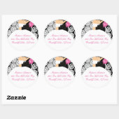 白黒の新郎新婦住所 シールシール ラウンドシール (シート)