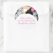 白黒の新郎新婦住所 シールシール ラウンドシール (バッグ)