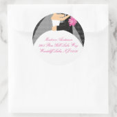 白黒の新郎新婦住所 シールシール ラウンドシール (バッグ)