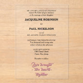 白黒の新郎新婦澄ん アクリル招待状 (正面)