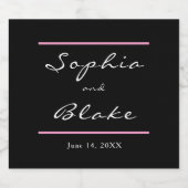 白黒の新郎新婦結婚の スパークリングワインラベル (シングルラベル)