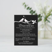 白黒の方向ラブバードの結婚式パーティー 招待状 (スタンド正面)