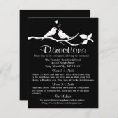 白黒の方向ラブバードの結婚式パーティー 招待状 (正面/裏面)