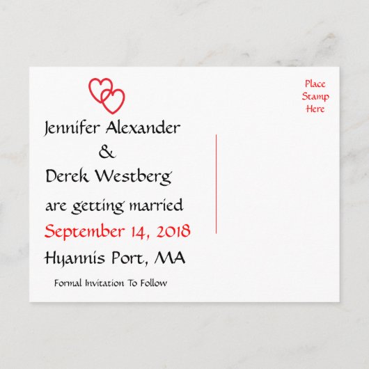 白黒の日付のはがきを結婚保存 案内ポストカード (裏面)