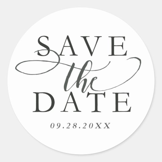 白黒の日付の保存封筒用シール ラウンドシール (正面)