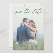 白黒の日付を保存するフォト写真2カード 招待状 (正面)