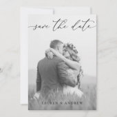 白黒の日付を保存するフォト写真3カード 招待状 (正面)