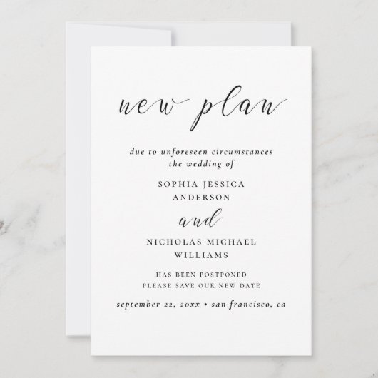 白黒の日付を変更する新モダンしい計画 セーブザデート (正面)