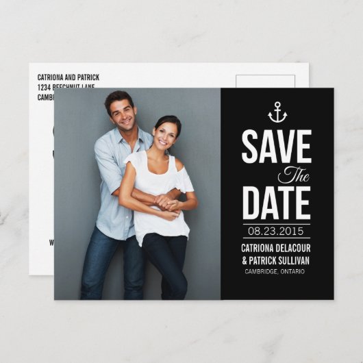 白黒の日付航海のはがきを保存する 案内ポストカード (正面/裏面)