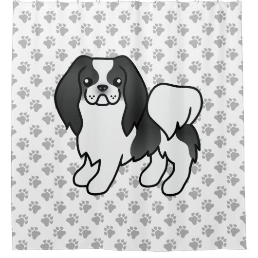 白黒の日本のチンコミック シャワーカーテン (正面)